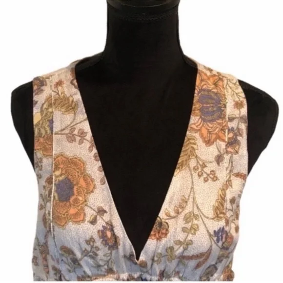 Rachel Zoe NWT floral v neck sleeveless cotton maxi dress cottagecore size small - Picture 4 of 12